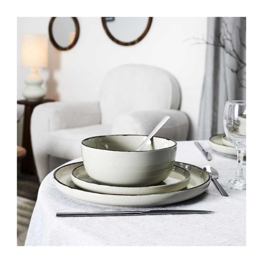 Service de vaisselle 12 pièces grès beige
