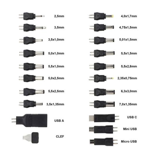 Alimentation EDENWOOD universelle 3 à 12V - 27W USB-C + 20 connecteurs