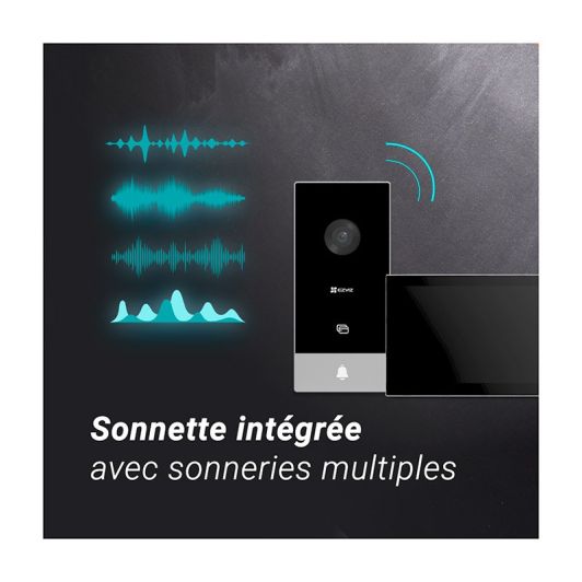 Pack Visiophone connecté EZVIZ FHD HP5 avec écran tactile + 4 badges