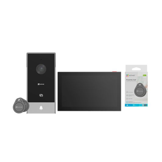 Pack Visiophone connecté EZVIZ FHD HP5 avec écran tactile + 4 badges