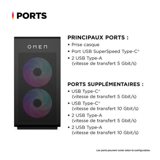 Unité centrale Gamer HP OMEN GT16-0521nf R5/16Go/1To/RTX5060 8Go dédiés