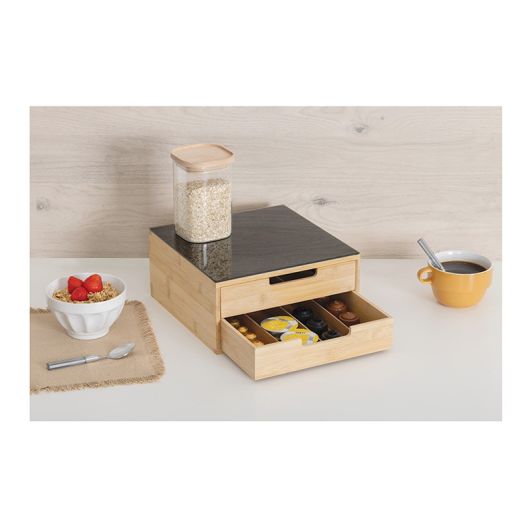 Rangement dosettes deux tiroirs