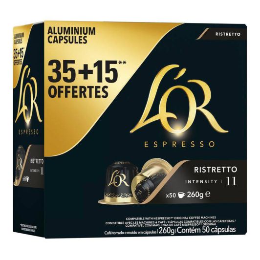 Capsules café L'OR RISTRETTO 35+15 CAPSULES
