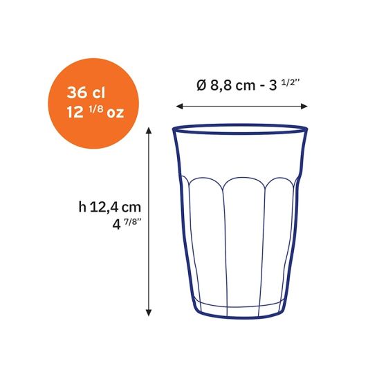 6 verres DURALEX picardie gris 36cl