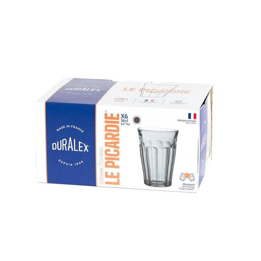 6 verres DURALEX picardie gris 36cl