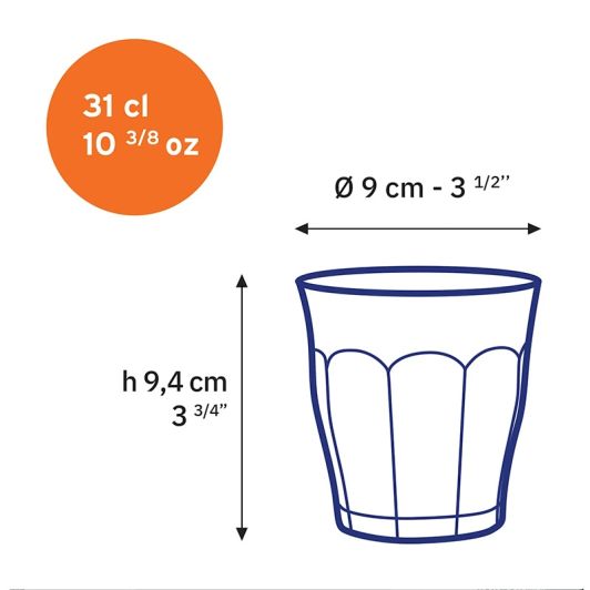 6 verres DURALEX Picardie gris 31cl