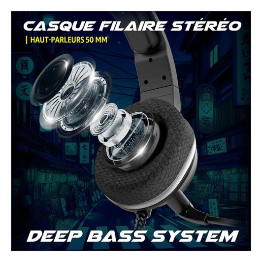 Casque gaming filaire AKUMA SEINEN H04 NOIR