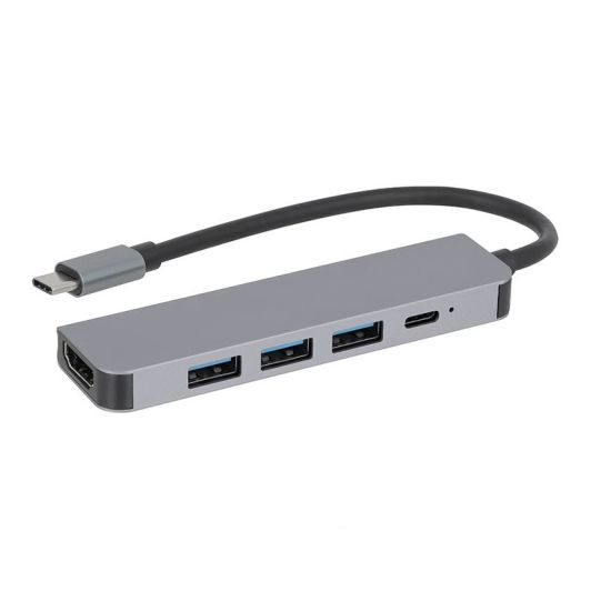 Hub USB-C 5-en-1 – Adaptateur multifonction avec HDMI, USB, SD et recharge rapide