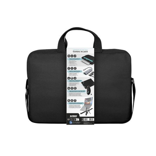 Starter pack URBAN FACTORY sacoche + souris sans fil + hub + tapis de souris + support PC
