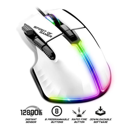 Souris gaming SPIRIT OF GAMER PRO M5  Blanche Filaire 12800Dpi