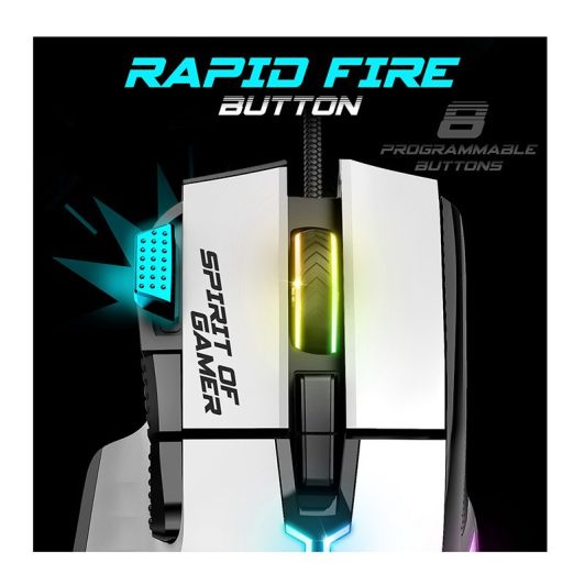 Souris gaming SPIRIT OF GAMER PRO M5  Blanche Filaire 12800Dpi