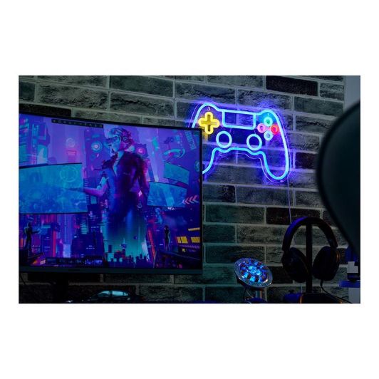 Néon mural LED manette multicolore 40cm