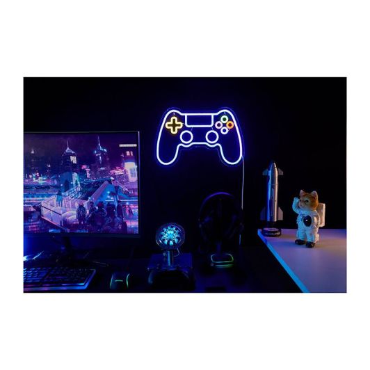 Néon mural LED manette multicolore 40cm