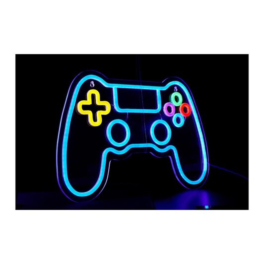 Néon mural LED manette multicolore 40cm