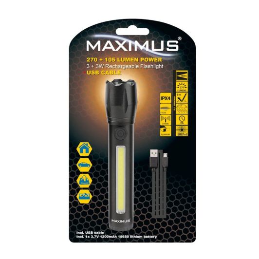 Lampe Torche MAXIMUS LED FL 028 270 lumens rechargeable