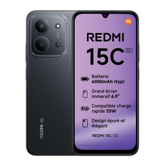 Smartphone XIAOMI Redmi 15C 256Go 5G Noir