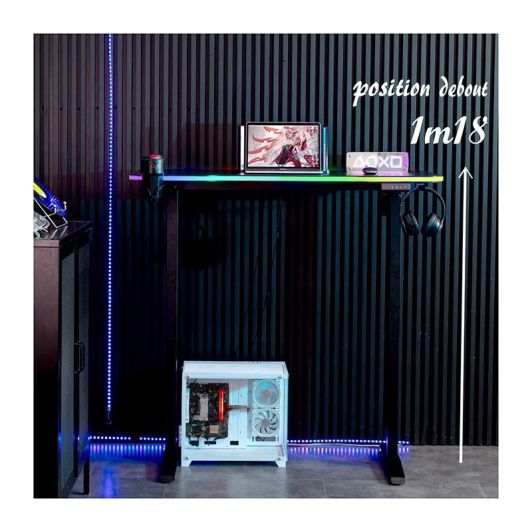 Bureau gaming AMSTRAD LED motorisé