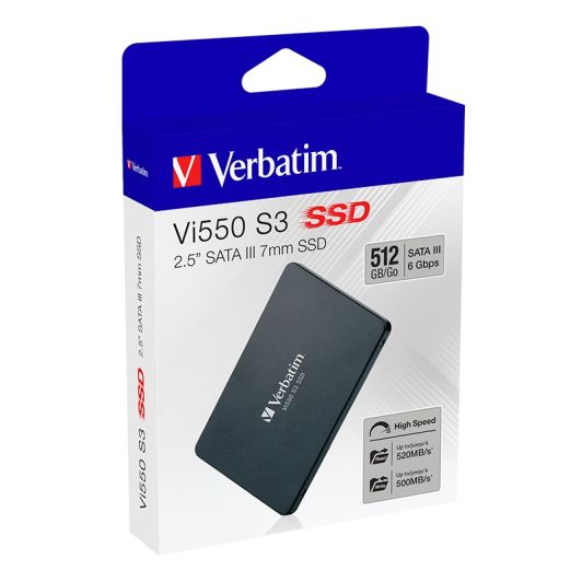 Disque dur SSD interne VERBATIM Sata 512Go Vi550 S3