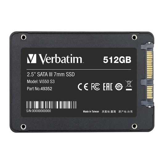 Disque dur SSD interne VERBATIM Sata 512Go Vi550 S3
