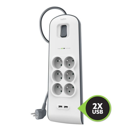 Multiprise BELKIN parafoudre x6+2 USB
