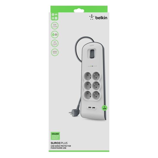 Multiprise BELKIN parafoudre x6+2 USB