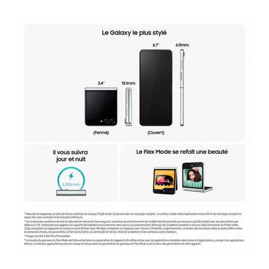 Smartphone SAMSUNG ZFLIP 5 5G 256Go Vert reconditionné Grade A+ RECONDITIONNE PAR SAMSUNG