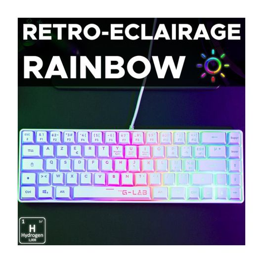 Clavier gamer THE G-LAB TKL 60% Hydrogen blanc