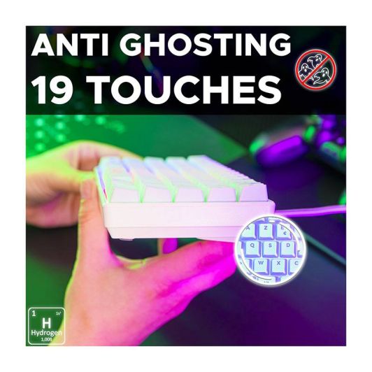 Clavier gamer THE G-LAB TKL 60% Hydrogen blanc