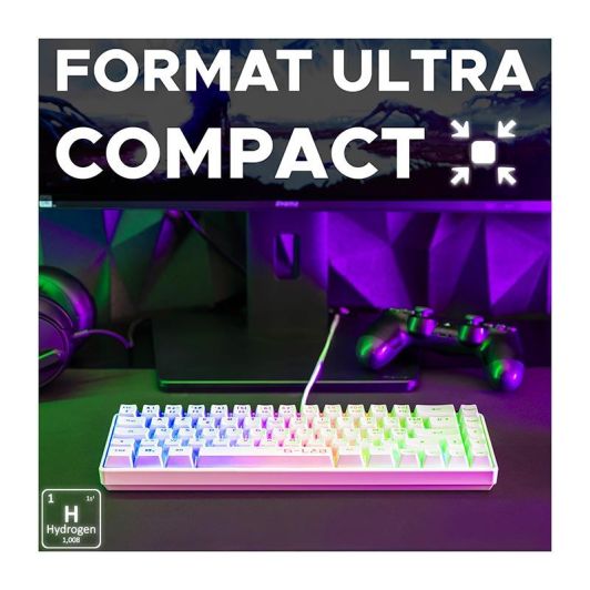 Clavier gamer THE G-LAB TKL 60% Hydrogen blanc