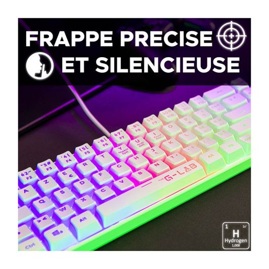 Clavier gamer THE G-LAB TKL 60% Hydrogen blanc