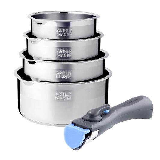Lot de casseroles ARTHUR MARTIN inox 14-16-18-20 cm