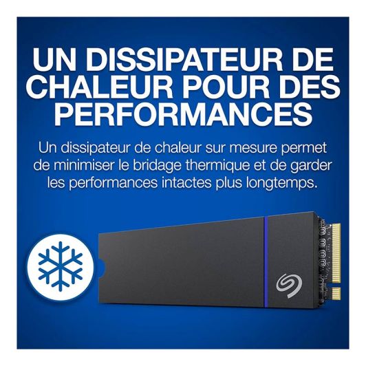 Disque dur SSD interne SEAGATE PS5 1TO M.2 NVMe 1,4 PCIe jusqu'à 7 300 Mo/s avec dissipateur de Chaleur