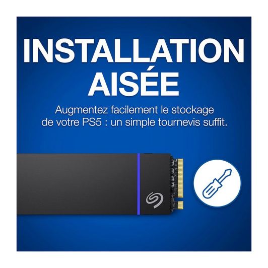 Disque dur SSD interne SEAGATE PS5 1TO M.2 NVMe 1,4 PCIe jusqu'à 7 300 Mo/s avec dissipateur de Chaleur