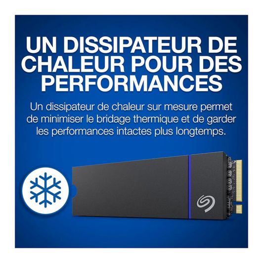 Disque dur SSD interne SEAGATE PS5 2TO M.2 NVMe 1,4 PCIe jusqu'à 7 300 Mo/s avec dissipateur de Chaleur