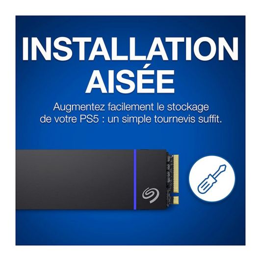 Disque dur SSD interne SEAGATE PS5 2TO M.2 NVMe 1,4 PCIe jusqu'à 7 300 Mo/s avec dissipateur de Chaleur