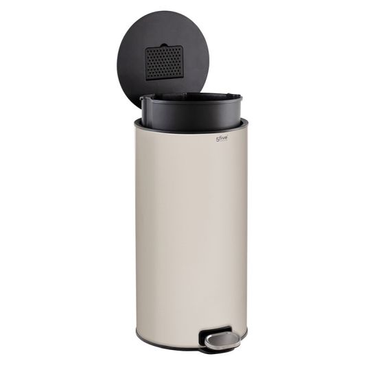 Poubelle 30L pédale métal coloris écru