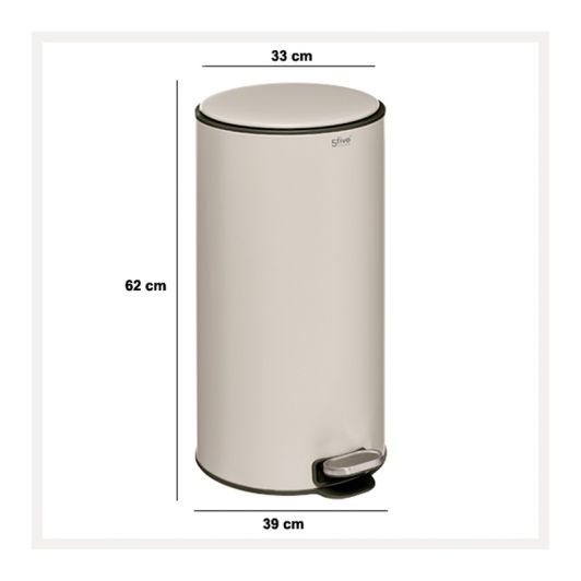 Poubelle 30L pédale métal coloris écru