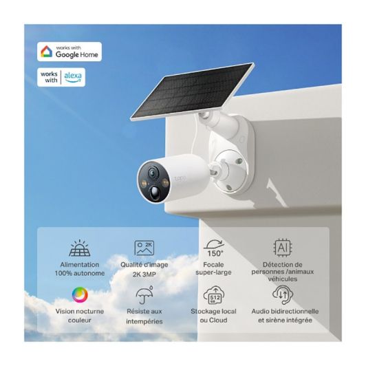 Pack caméra de surveillance TAPO TC82 KIT 3MP 2K + panneau solaire