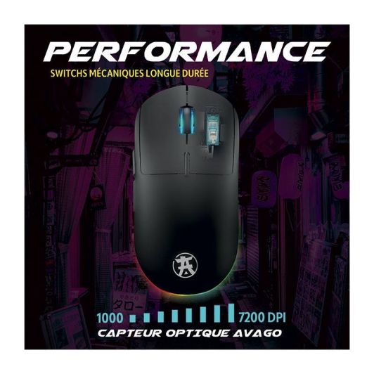 Souris gaming AKUMA OTAKU M06WL 7200Dpi avec base de recharge magnétique