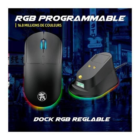 Souris gaming AKUMA OTAKU M06WL 7200Dpi avec base de recharge magnétique