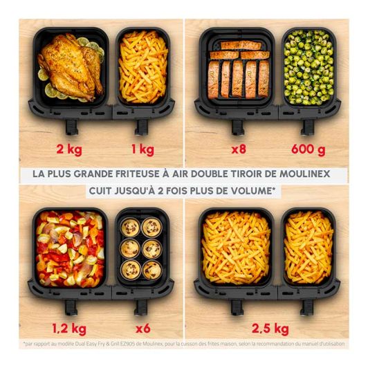 Friteuse sans huile MOULINEX double bac 10,5L - EZ942AF0