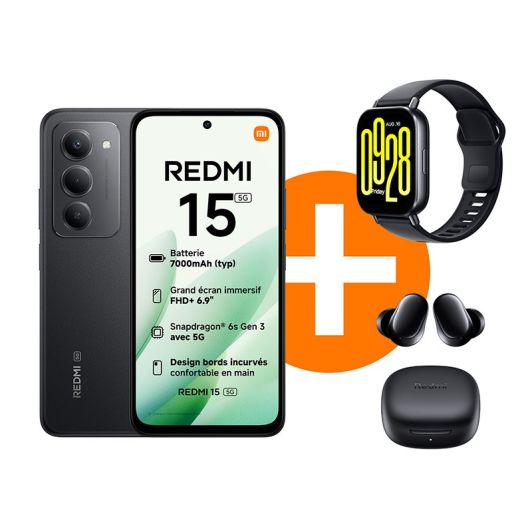 Smartphone Redmi 15 5G 256Go + Buds 6  + Watch 5 Active