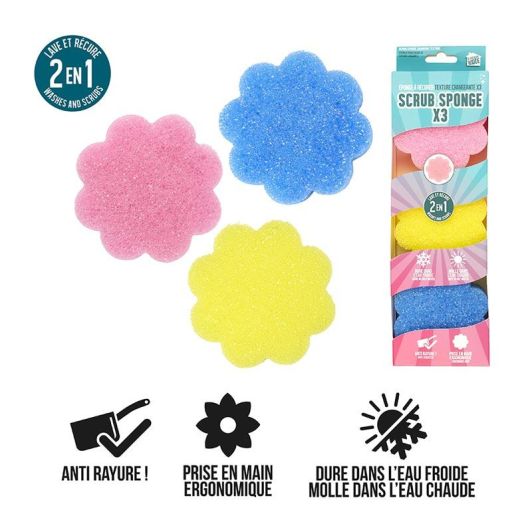 Eponges SCRUB fleur x3