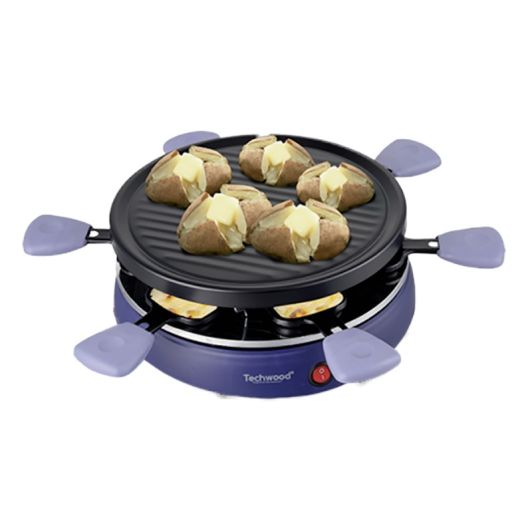 Raclette TECHWOOD 6 personnes - poelons avec manche violet