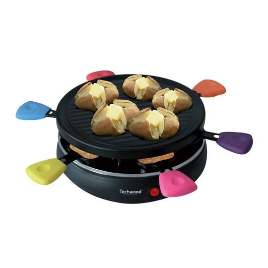 Raclette TECHWOOD 6 personnes- poelons avec manches coloré