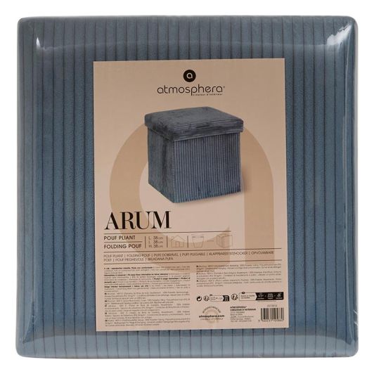 Pouf pliable 38Xx38cm velours bleu