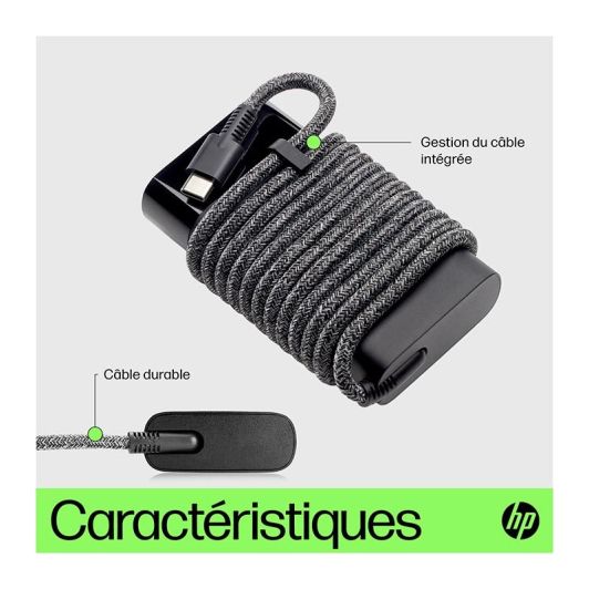 Chargeur HP USB-C 65W – Chargeur universel pour ordinateur portable, tablette et smartphone