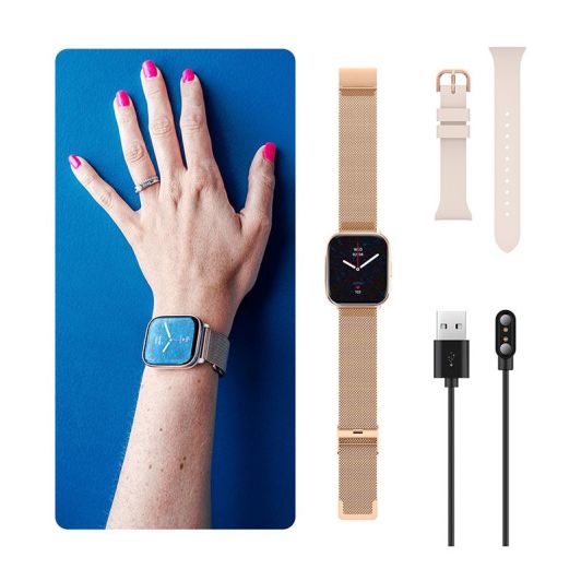 Montre connectée ECHO Rainbow Nano Bracelets Rose + Métal Gold