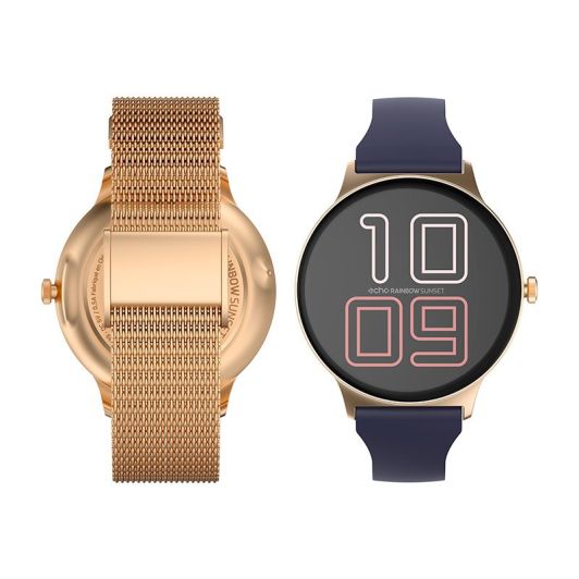 Montre connectée ECHO Rainbow Sunset bleu - Or rose - 2 bracelets