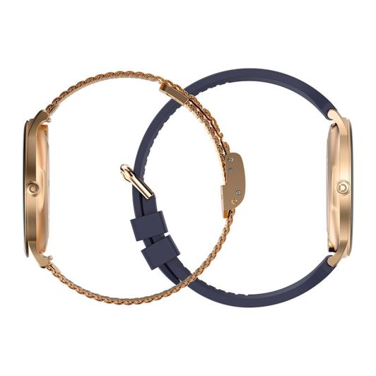 Montre connectée ECHO Rainbow Sunset bleu - Or rose - 2 bracelets
